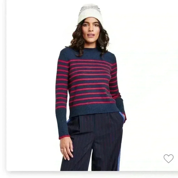 NWT La Ligne x Target Stripe Crewneck Sweater Blue Red - Picture 1 of 2